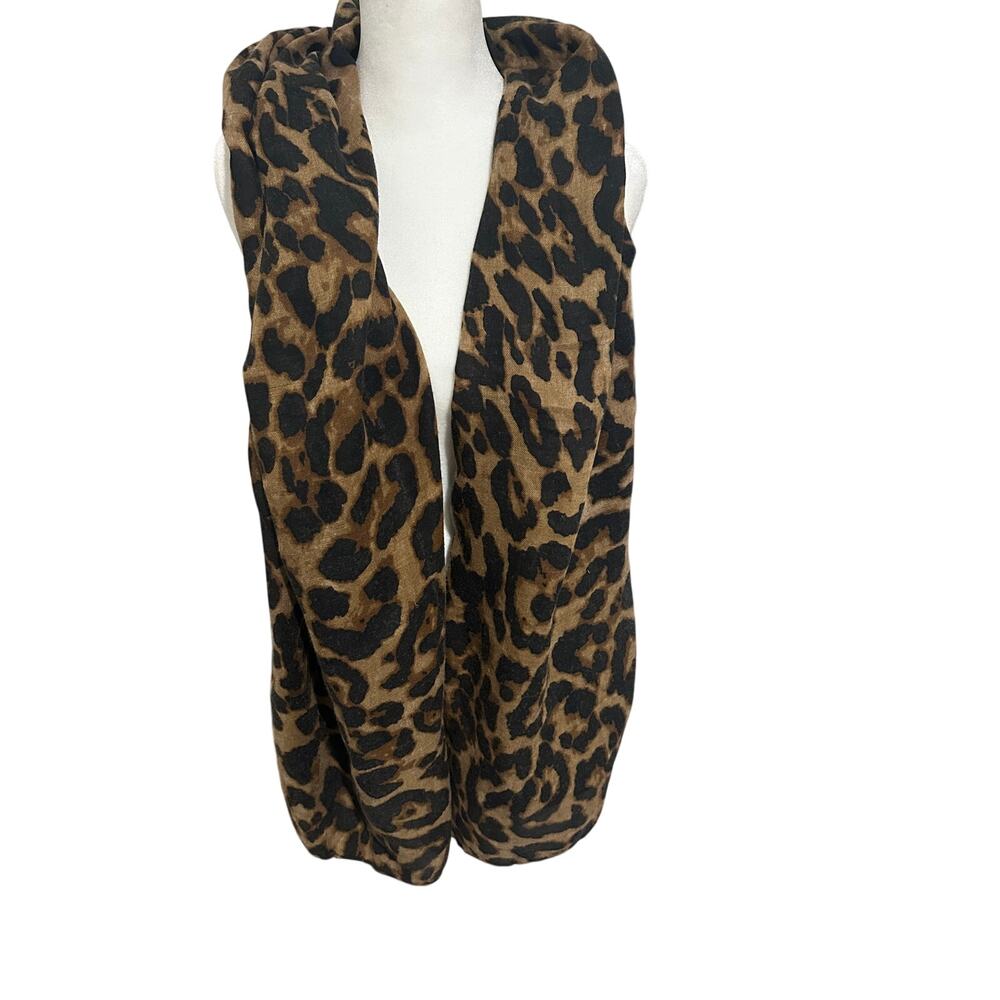 Leopard Print Viscose Scarf Wrap Shawl Soft Versatile Neutral Cozy 35" W 72" L